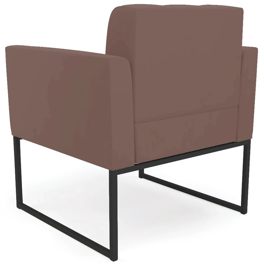 Sofá Namoradeira e 2 Poltronas Base Industrial Preto Ana Veludo Rosê - Ibiza