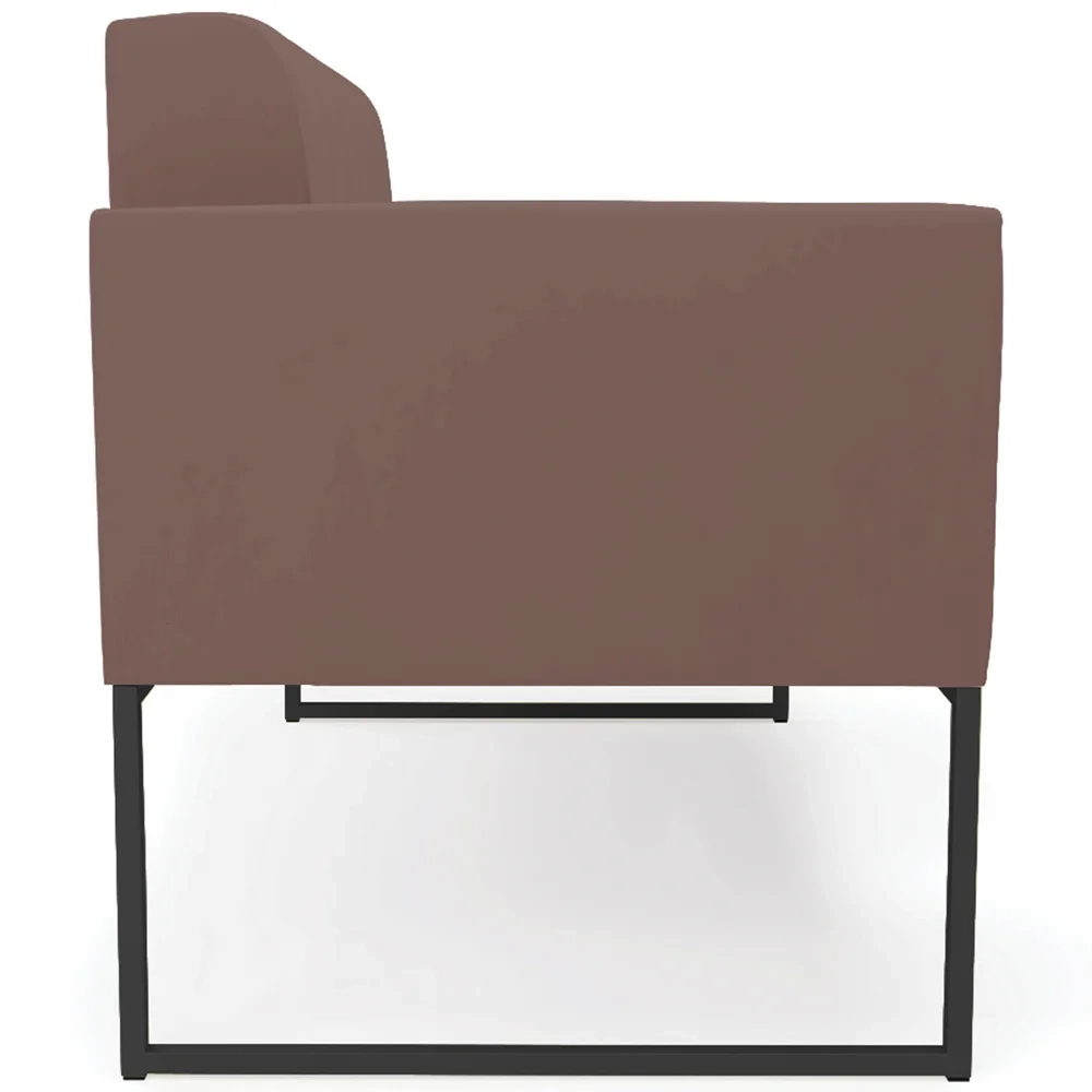 Sofá Namoradeira e 2 Poltronas Base Industrial Preto Ana Veludo Rosê - Ibiza