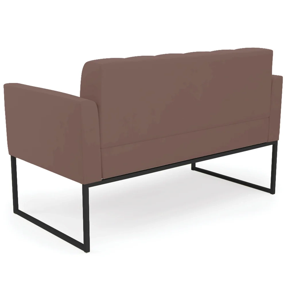 Sofá Namoradeira e 2 Poltronas Base Industrial Preto Ana Veludo Rosê - Ibiza