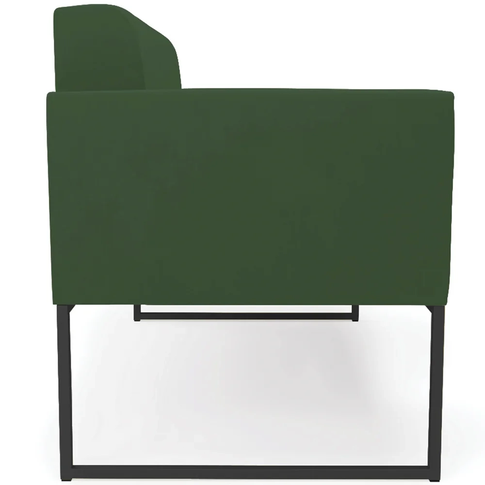 Sofá Namoradeira e 2 Poltronas Base Industrial Preto Ana Veludo Verde - Ibiza