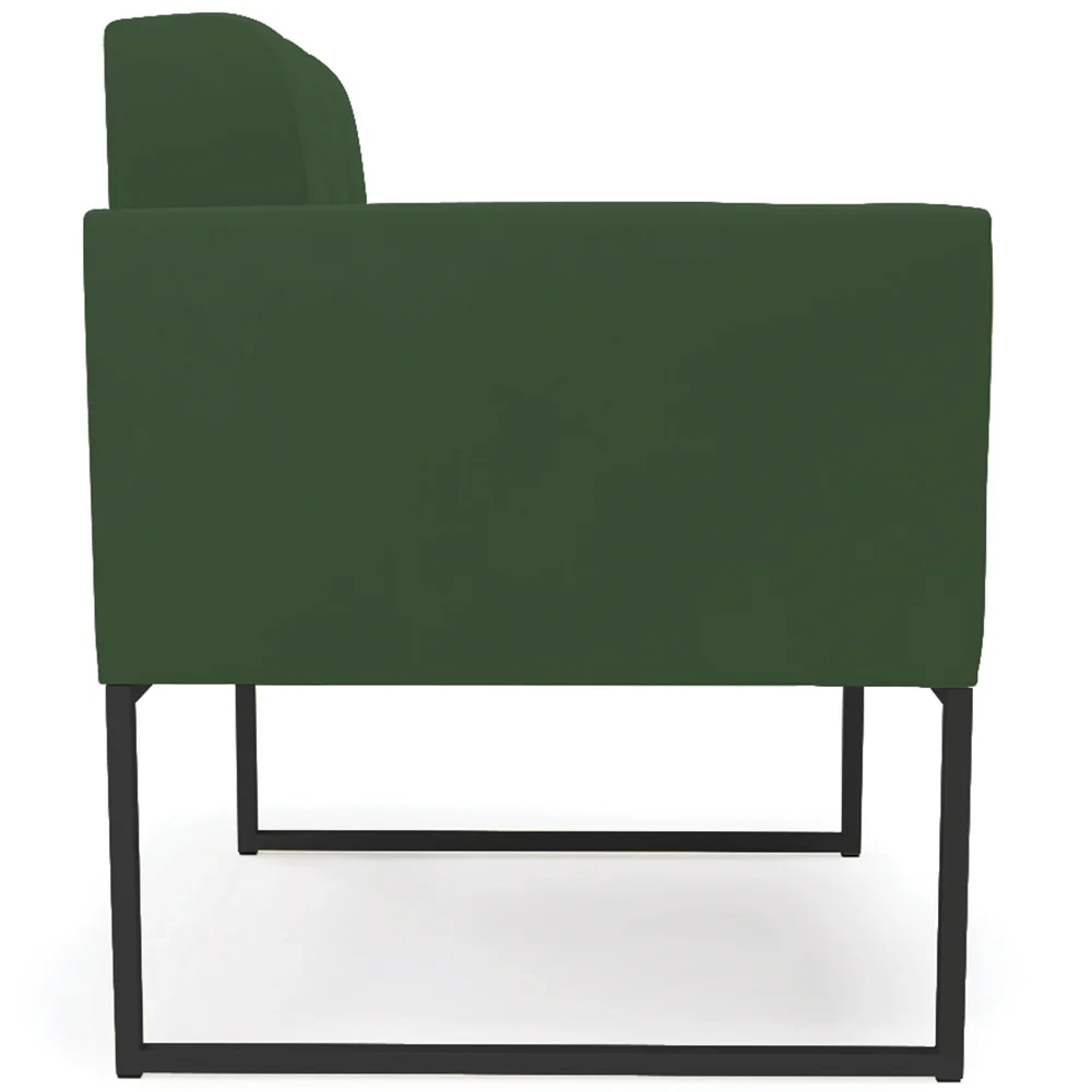 Sofá Namoradeira e 2 Poltronas Base Industrial Preto Ana Veludo Verde - Ibiza