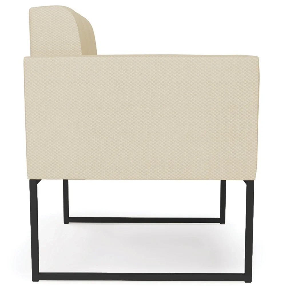 Sofá Namoradeira e 2 Poltronas Base Industrial Preto Ana Veludo Luxo Off White - Ibiza