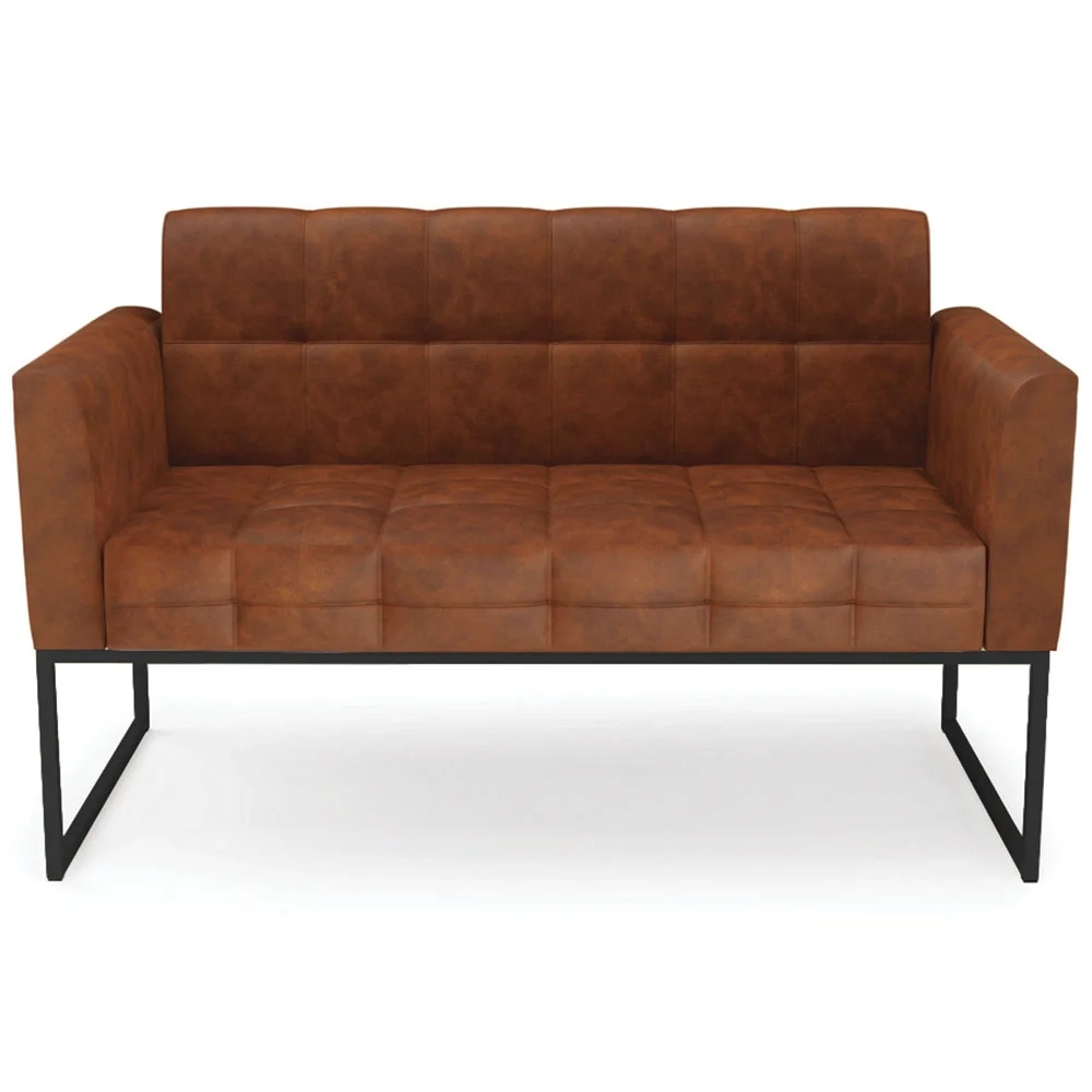 Sofá Namoradeira Base Industrial Preto Ana Sintético PU Nozes - Ibiza