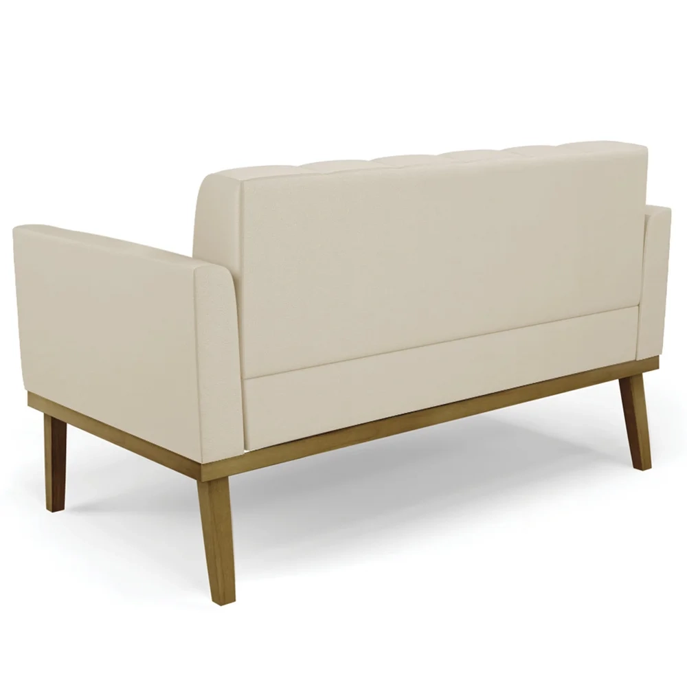 Sofá Namoradeira Base Madeira Castanho Ana Sintético Bege - Ibiza