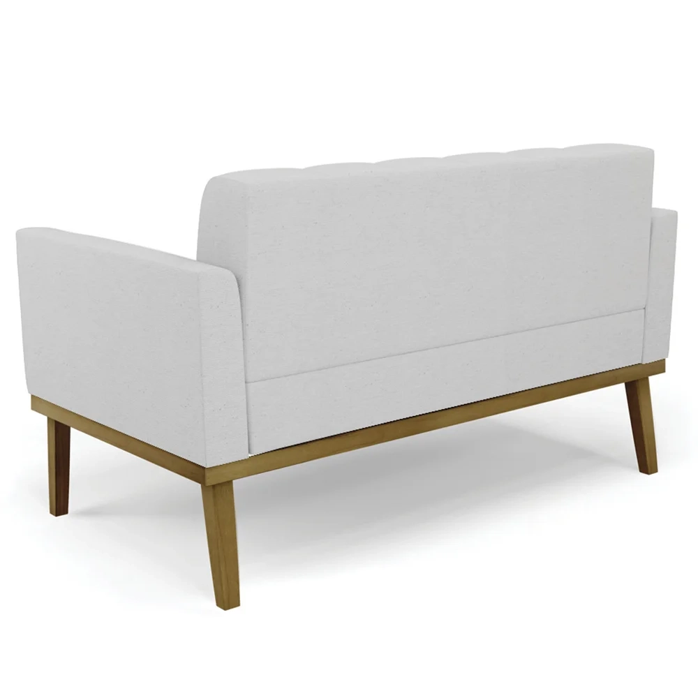 Sofá Namoradeira Base Madeira Castanho Ana Linho Cinza - Ibiza