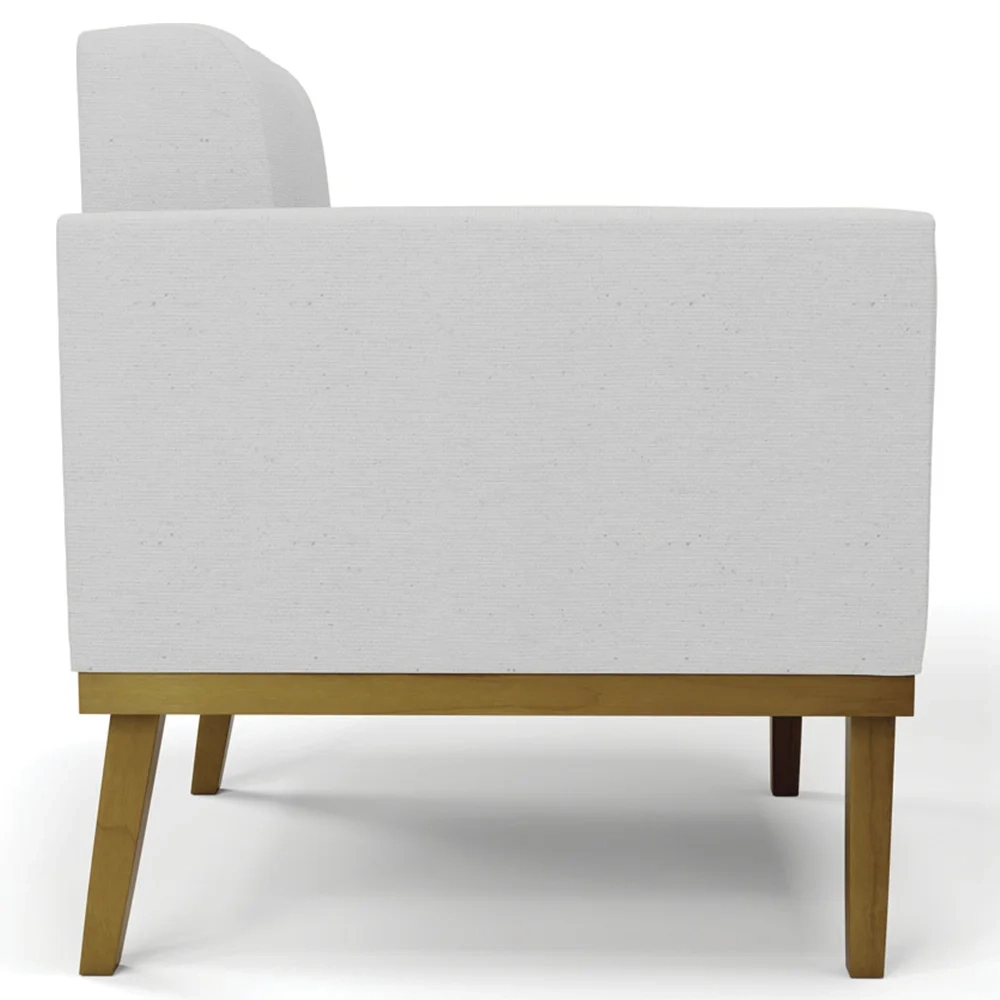 Sofá Namoradeira e 2 Poltronas Base Madeira Castanho Ana Linho Cinza - Ibiza