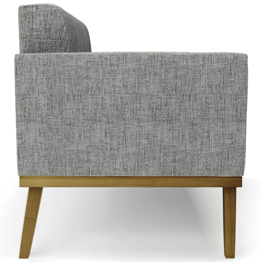 Sofá Namoradeira e 2 Poltronas Base Madeira Castanho Ana Linho Grafite - Ibiza