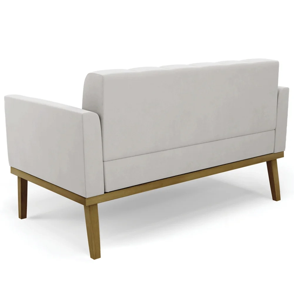 Sofá Namoradeira Base Madeira Castanho Ana Veludo Cinza - Ibiza