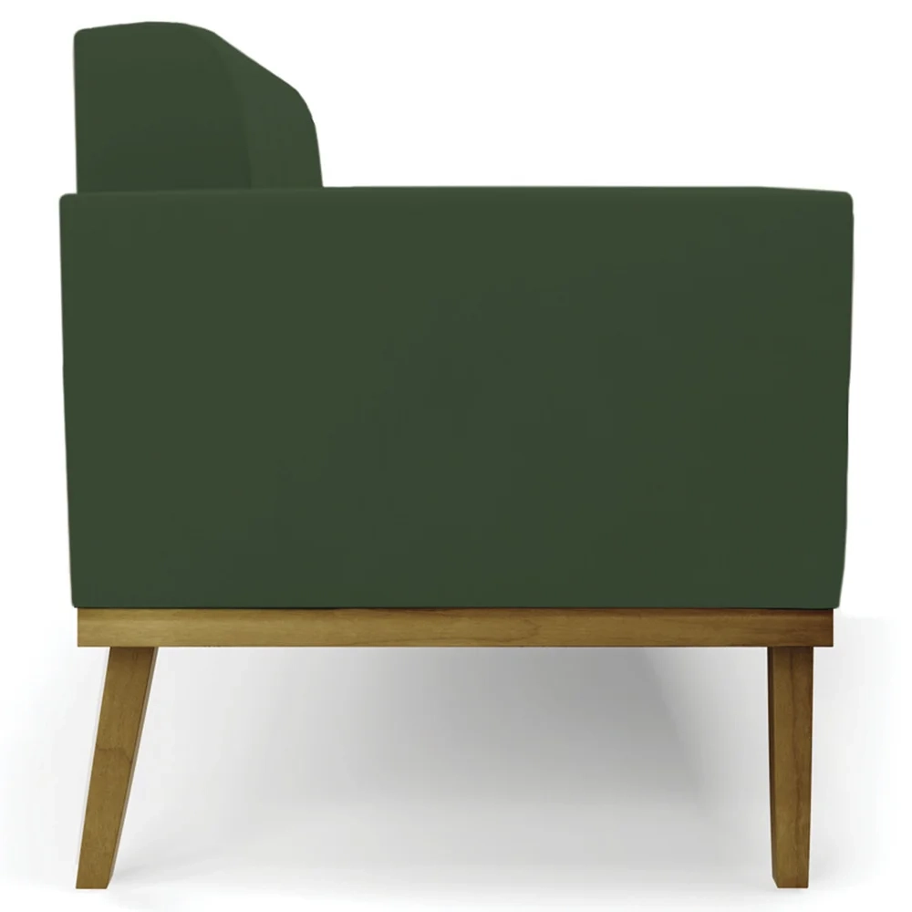 Sofá Namoradeira Base Madeira Castanho Ana Veludo Verde - Ibiza