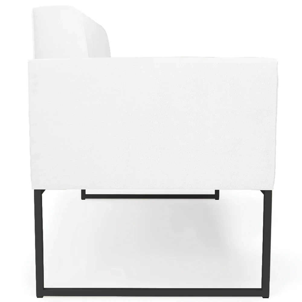 Sofá Namoradeira Base Industrial Preto Ana Sintético Branco - Ibiza