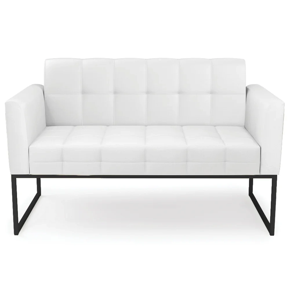 Sofá Namoradeira Base Industrial Preto Ana Sintético Branco - Ibiza