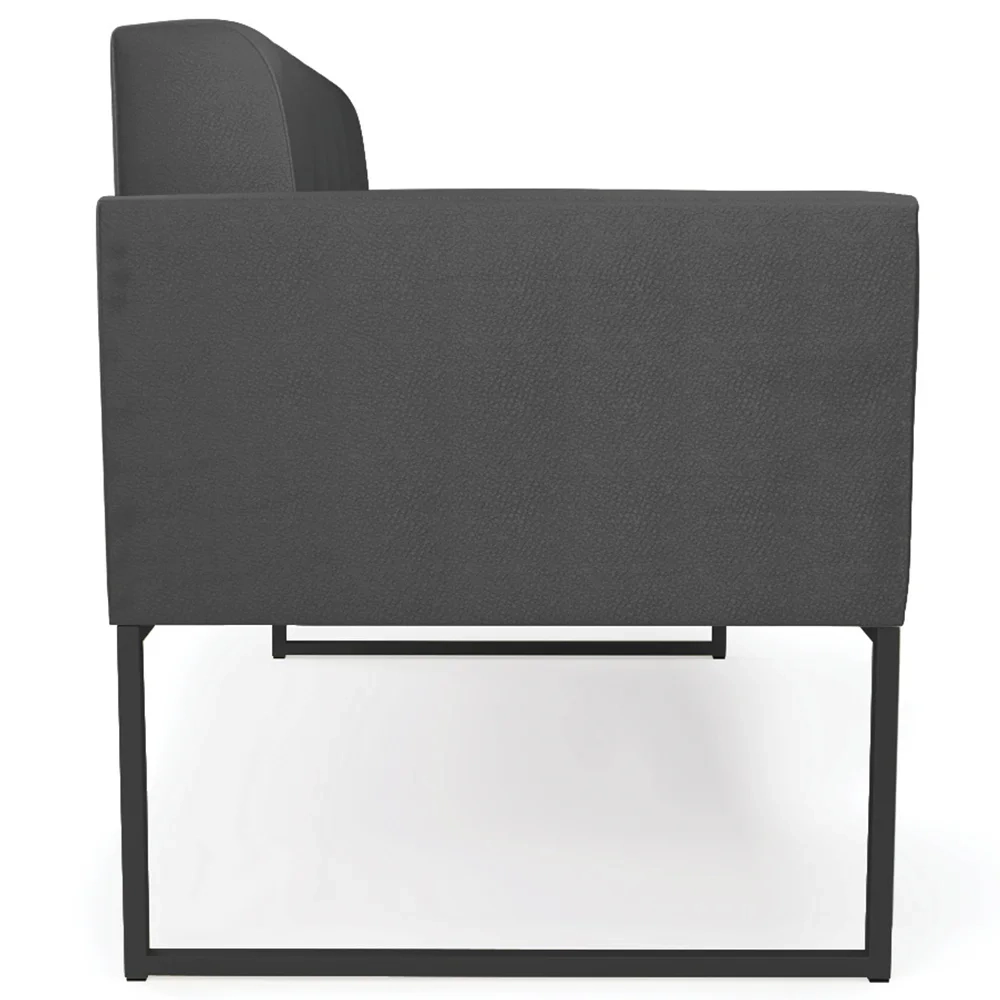 Sofá Namoradeira Base Industrial Preto Ana Sintético Preto - Ibiza