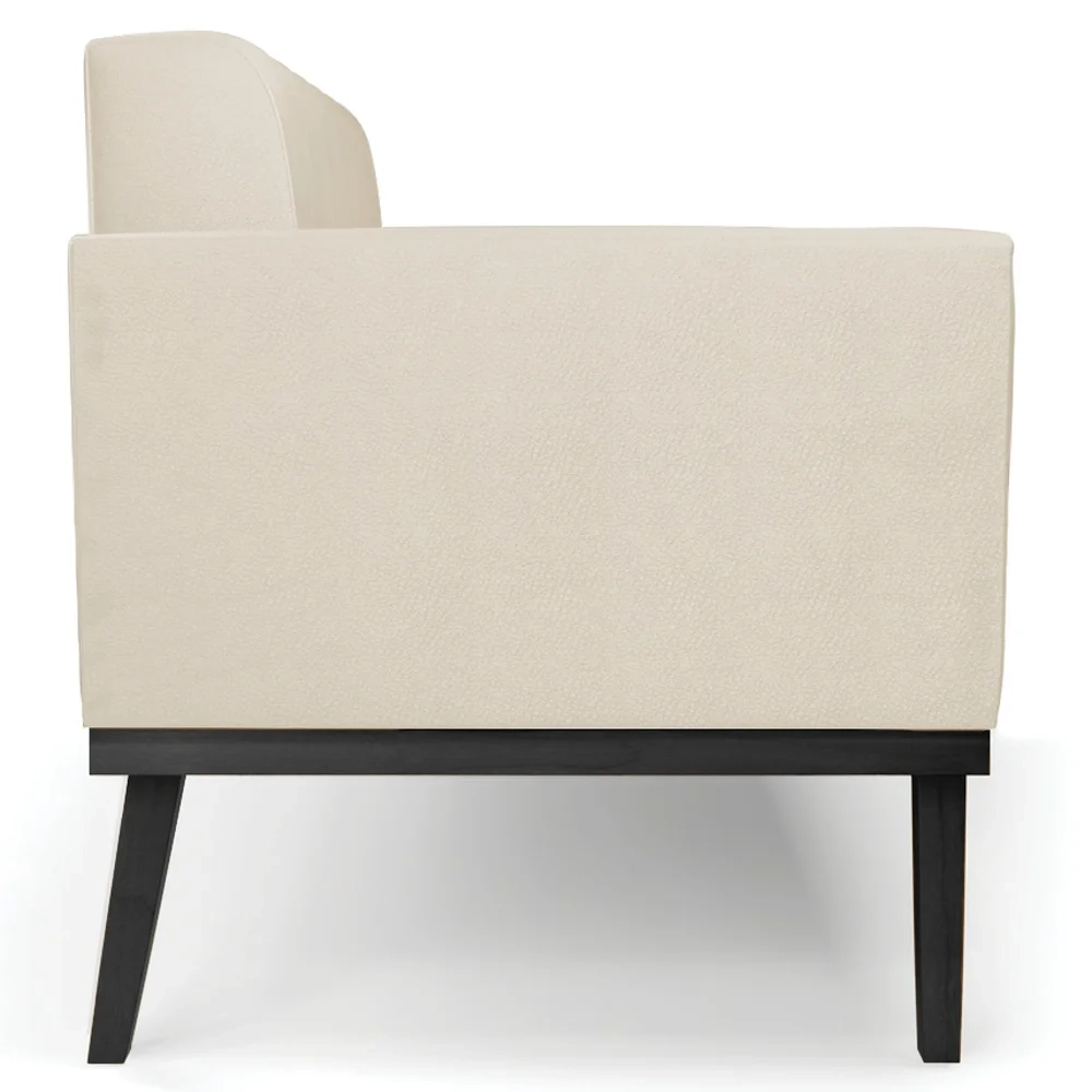 Sofá Namoradeira Base Madeira Preto Ana Sintético Bege - Ibiza