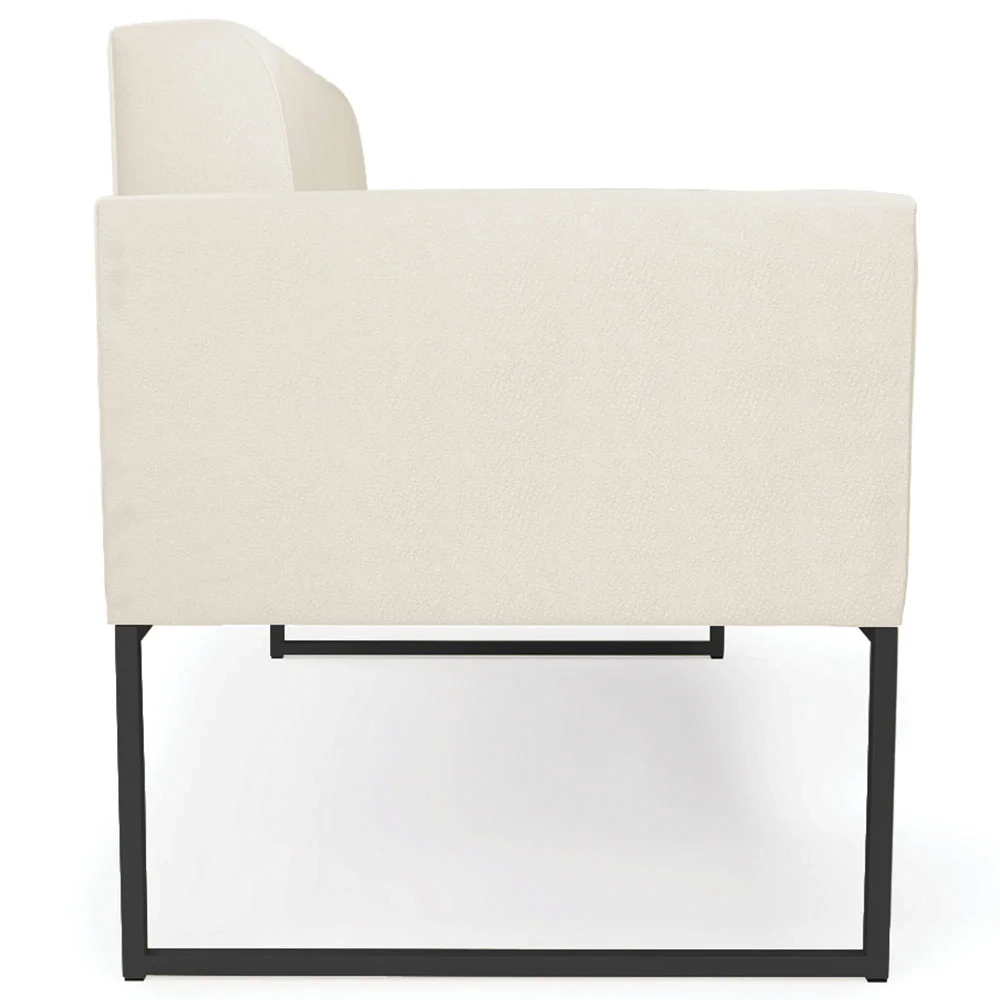 Sofá Namoradeira e 2 Poltronas Base Industrial Preto Ana Sintético Bege - Ibiza