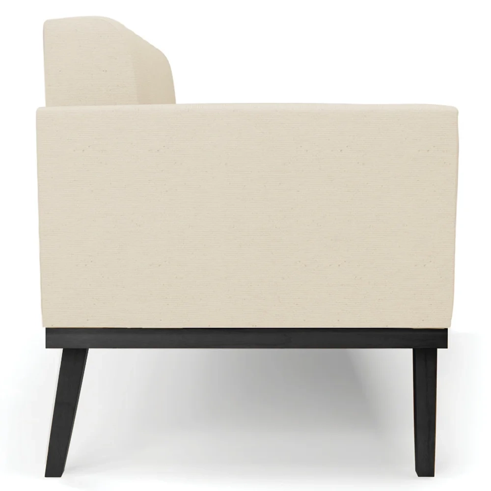 Sofá Namoradeira Base Madeira Preto Ana Linho Bege - Ibiza