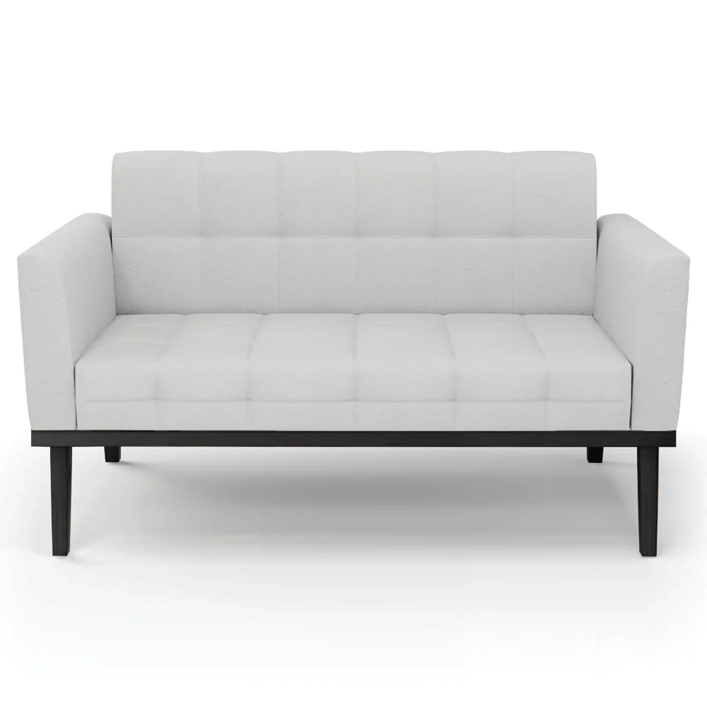 Sofá Namoradeira Base Madeira Preto Ana Linho Cinza - Ibiza