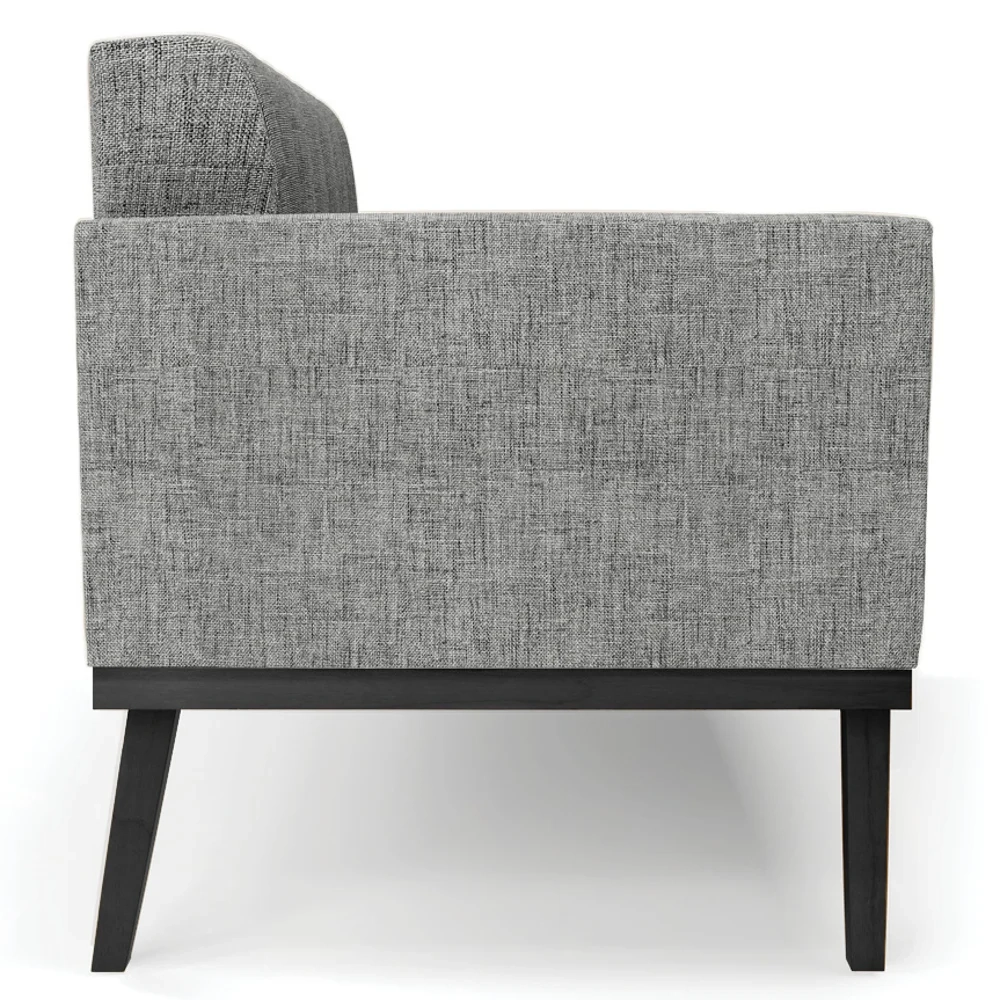 Sofá Namoradeira Base Madeira Preto Ana Linho Grafite - Ibiza