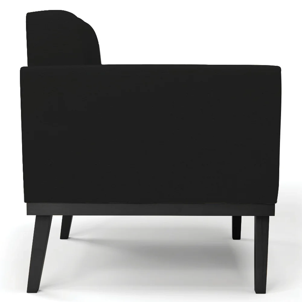 Sofá Namoradeira e 2 Poltronas Base Madeira Preto Ana Linho Preto - Ibiza