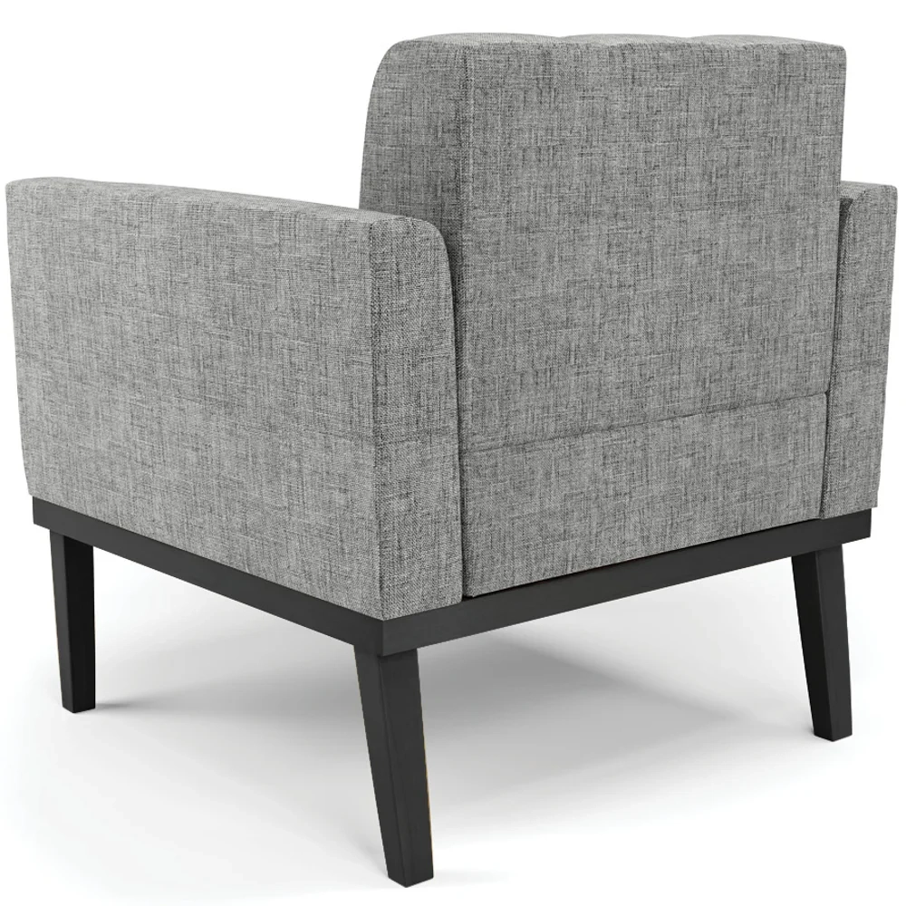 Sofá Namoradeira e 2 Poltronas Base Madeira Preto Ana Linho Grafite - Ibiza