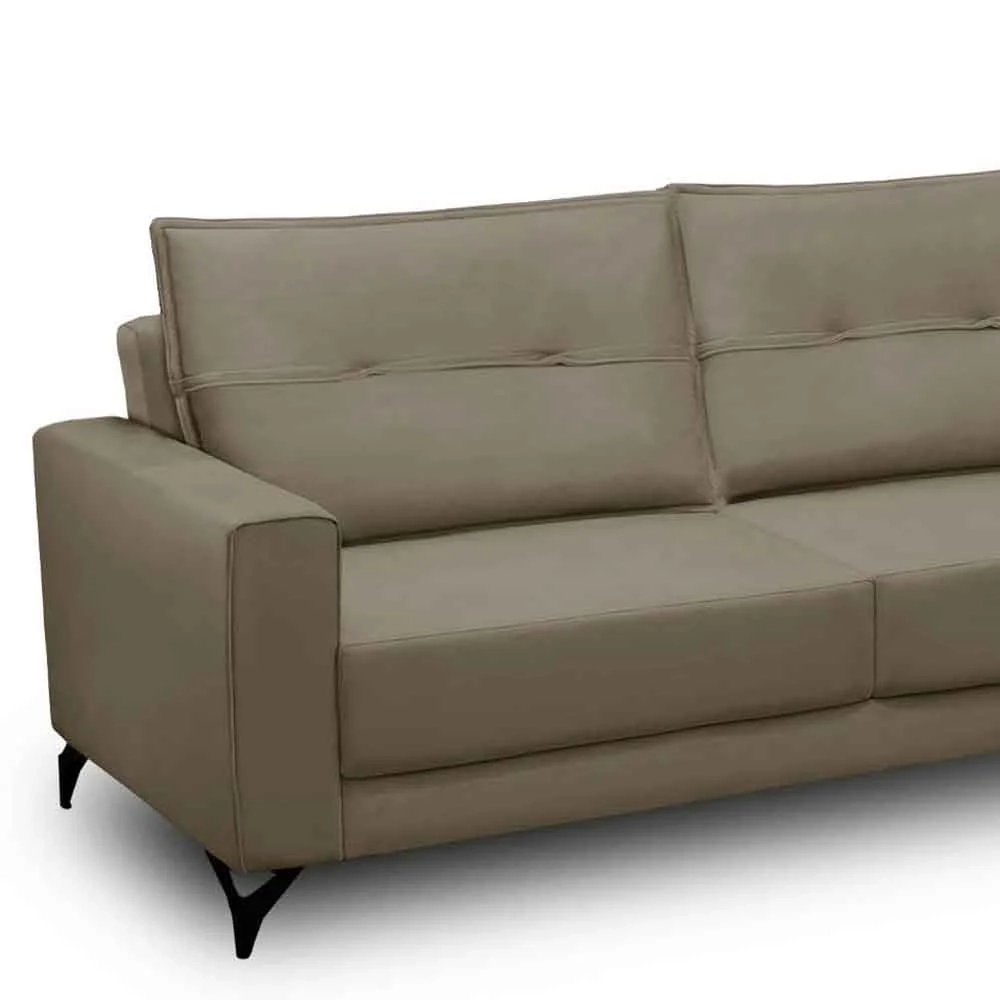 Sofá 4 Lugares com Chaise Direito 285cm Soreh F05 Veludo Castor - Mpozenato