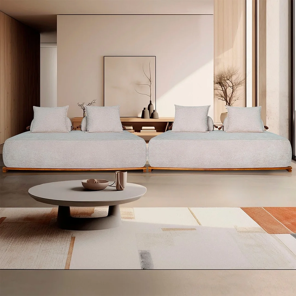 Sofá 4 Lugares Ilha 2 Módulos 160cm Viero S06 Boucle Bege - Mpozenato