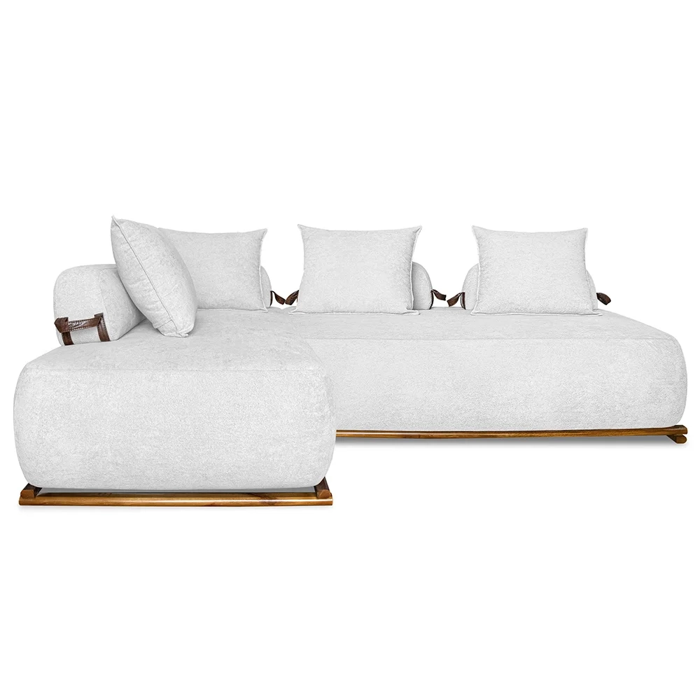 Sofá 4 Lugares Ilha 2 Módulos 180cm Viero S06 Boucle Branco - Mpozenato