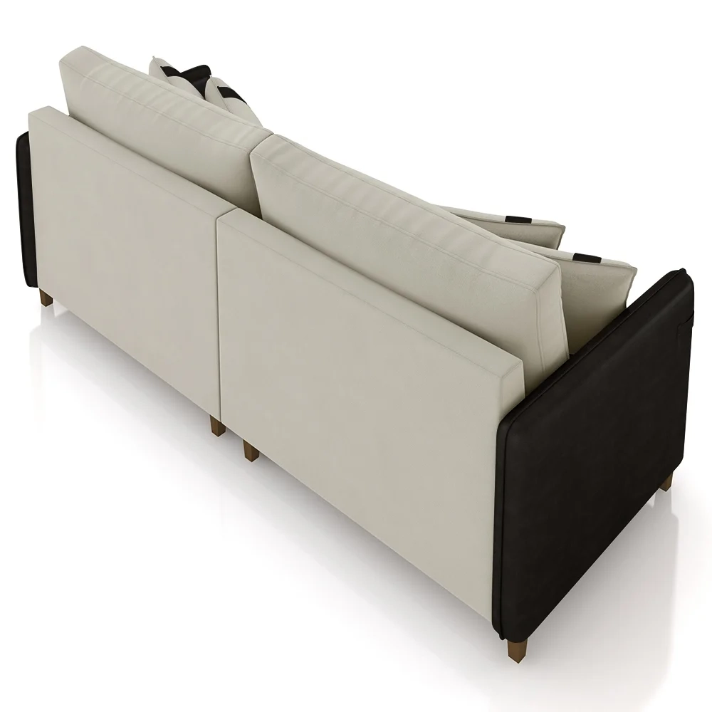 Sofá 4 Lugares Living 252cm Zoe Z08 Veludo Bege/Preto - Mpozenato