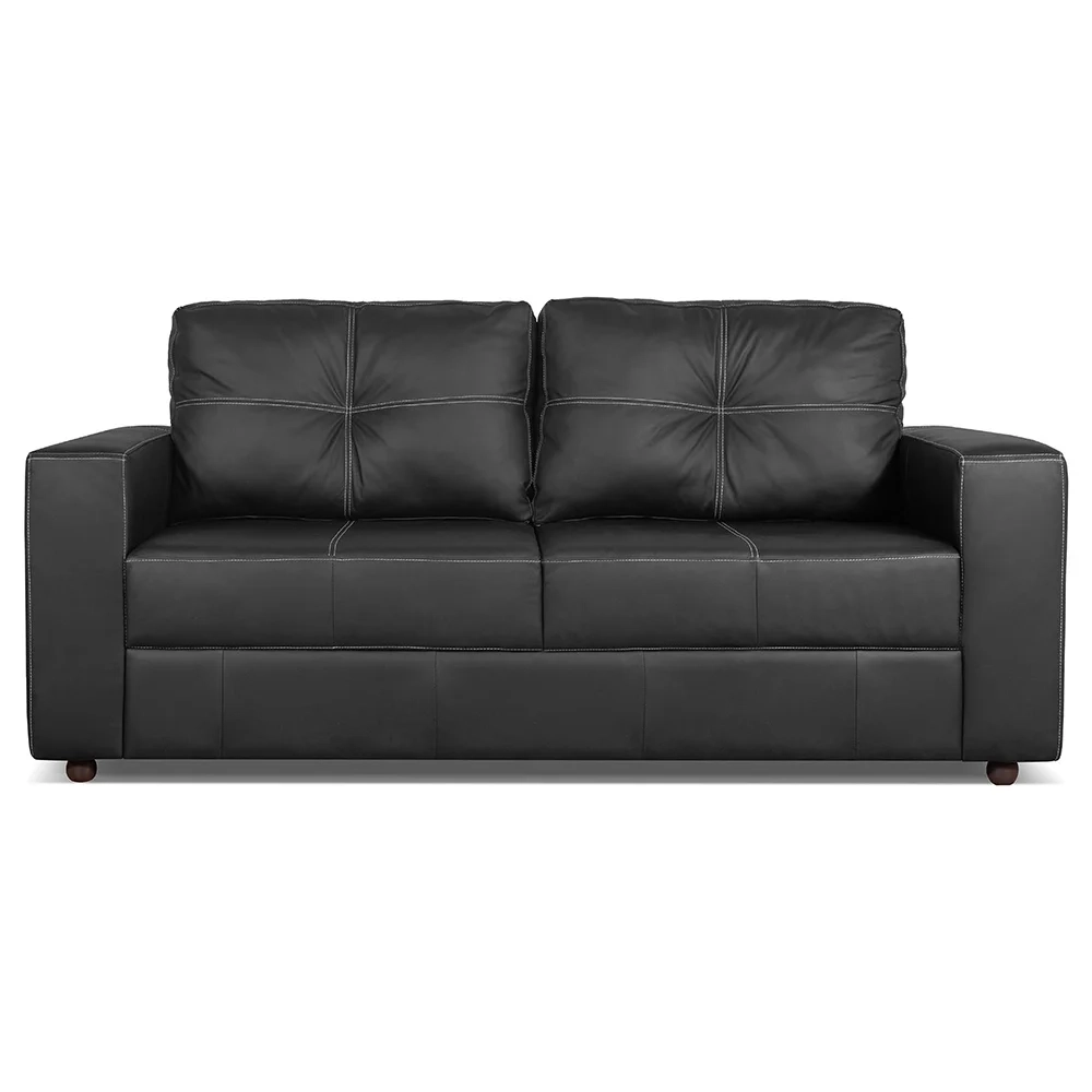 Sofá Living 3 Lugares para Sala de Estar 200cm Licci L07 Couro Preto - Mpozenato