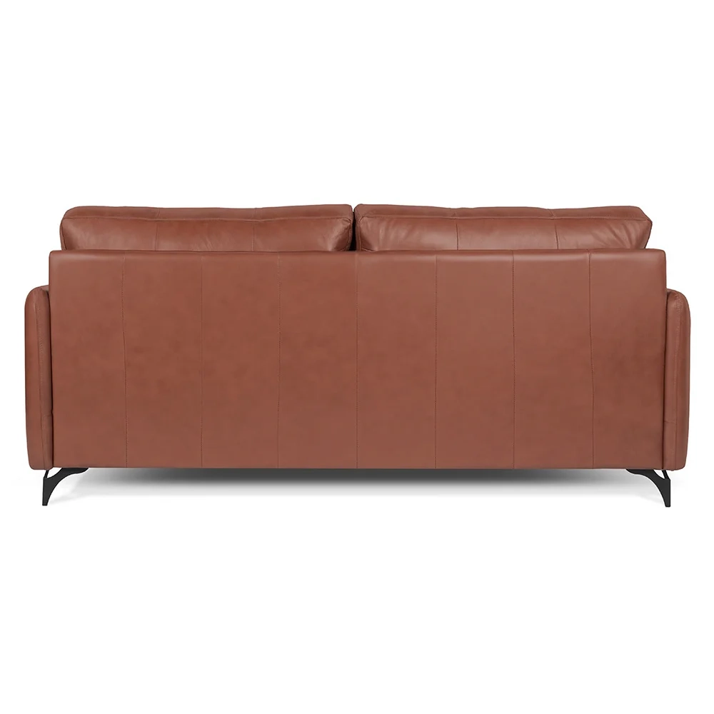 Sofá Living 3 Lugares Sala de Estar 220cm Cisso L07 Couro Marrom Claro - Mpozenato