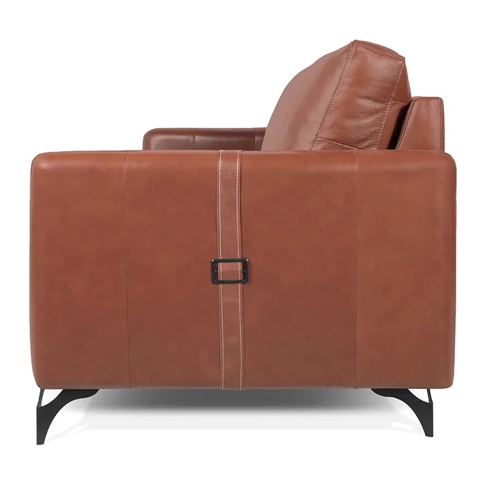 Sofá Living 2 Lugares Sala de Estar 180cm Cisso L07 Couro Marrom Claro - Mpozenato