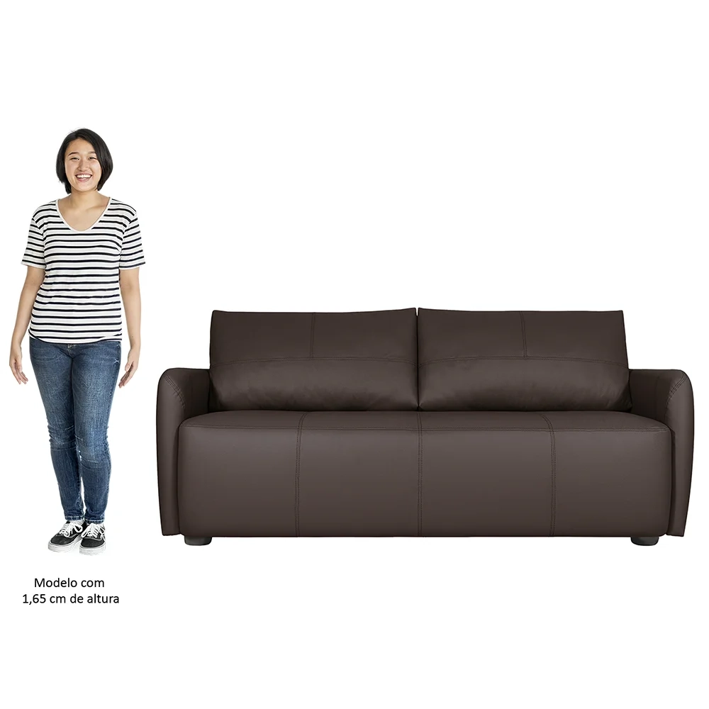 Sofá Living 2 Lugares Sala de Estar 180cm Virtus L07 Couro Marrom Café - Mpozenato