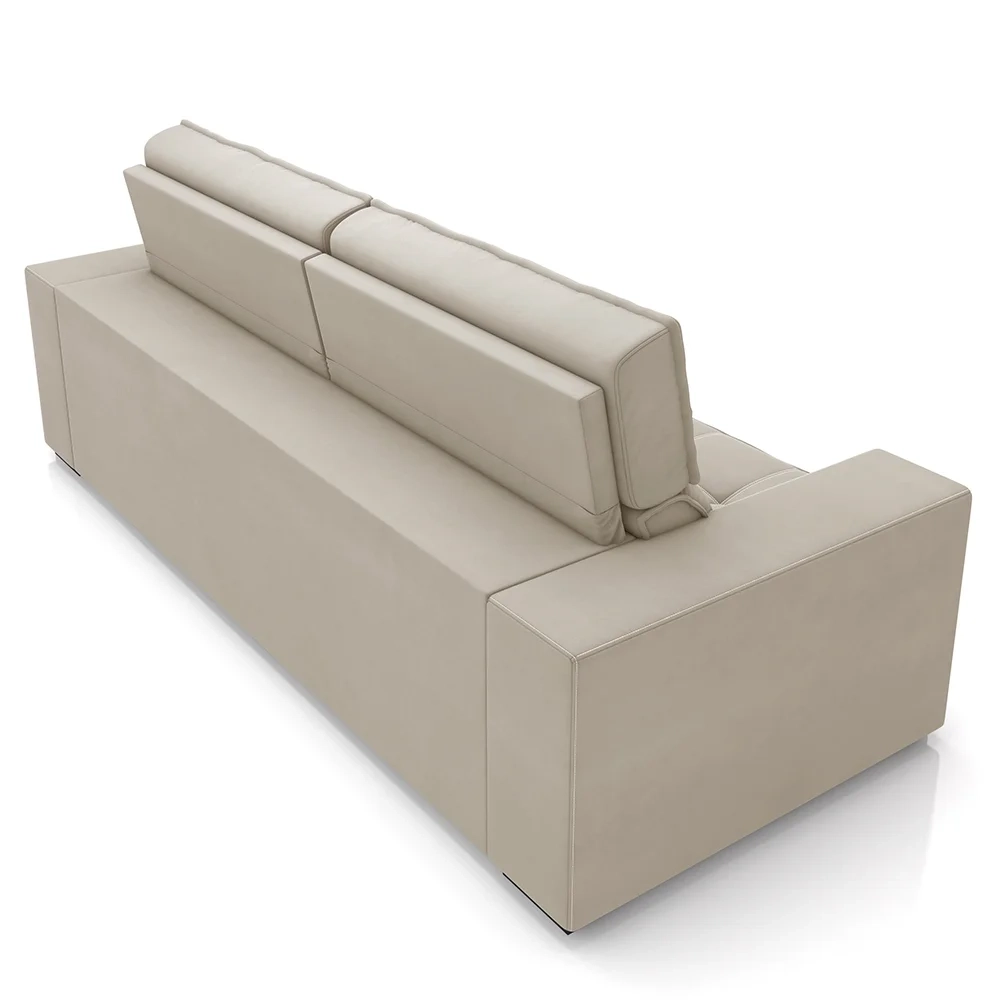 Sofá Retrátil Reclinável 3 Lugares 246cm Vick Z32 Suede Bege - Mpozenato