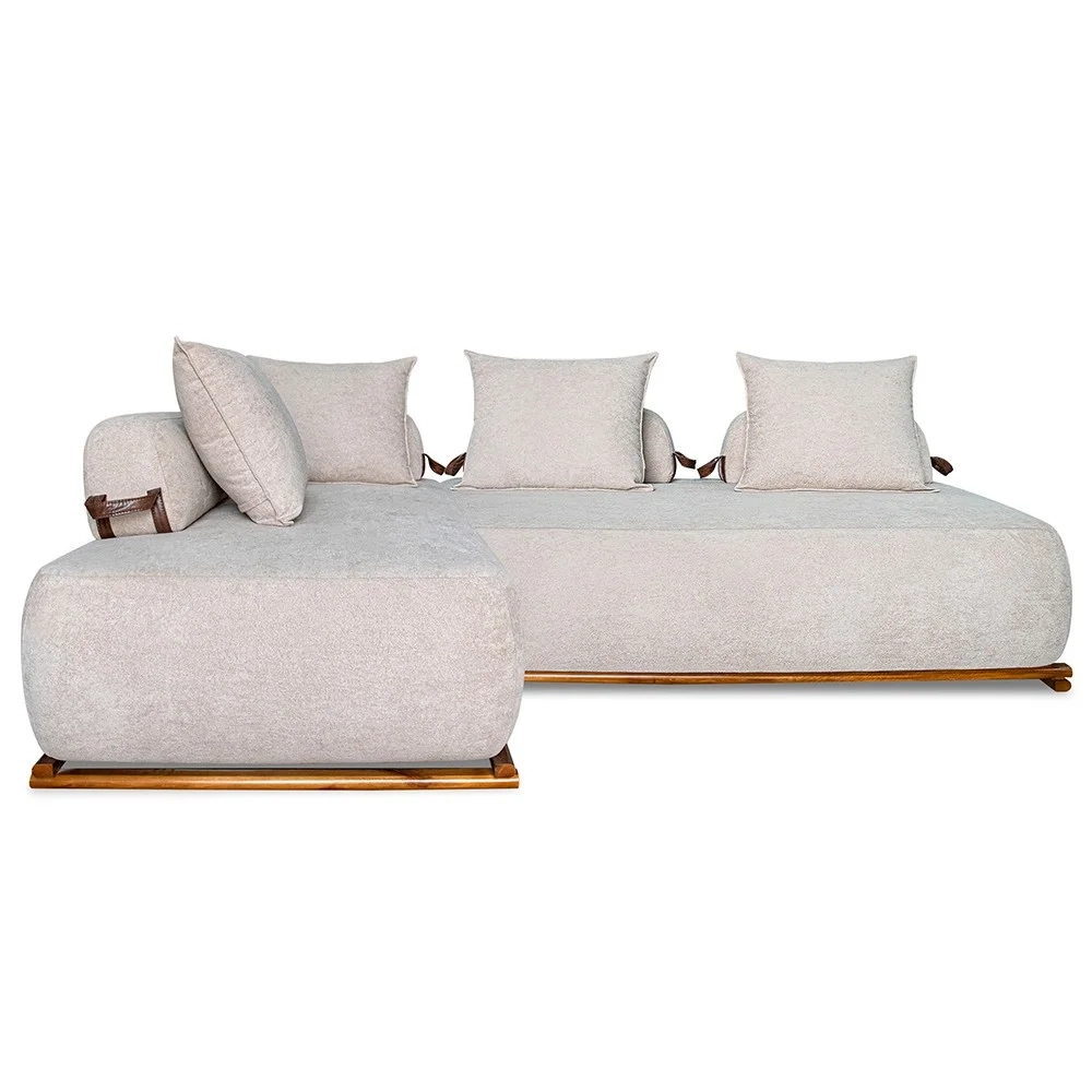 Sofá 6 Lugares Ilha 2 Módulos 200cm Viero S06 Boucle Bege - Mpozenato