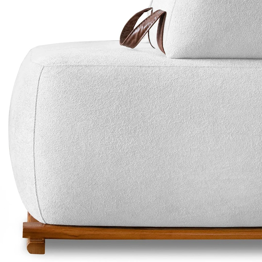 Sofá 6 Lugares Ilha 2 Módulos 200cm Viero S06 Boucle Branco - Mpozenato