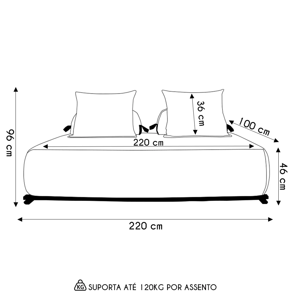 Sofá 6 Lugares Ilha 2 Módulos 220cm Viero S06 Boucle Branco - Mpozenato
