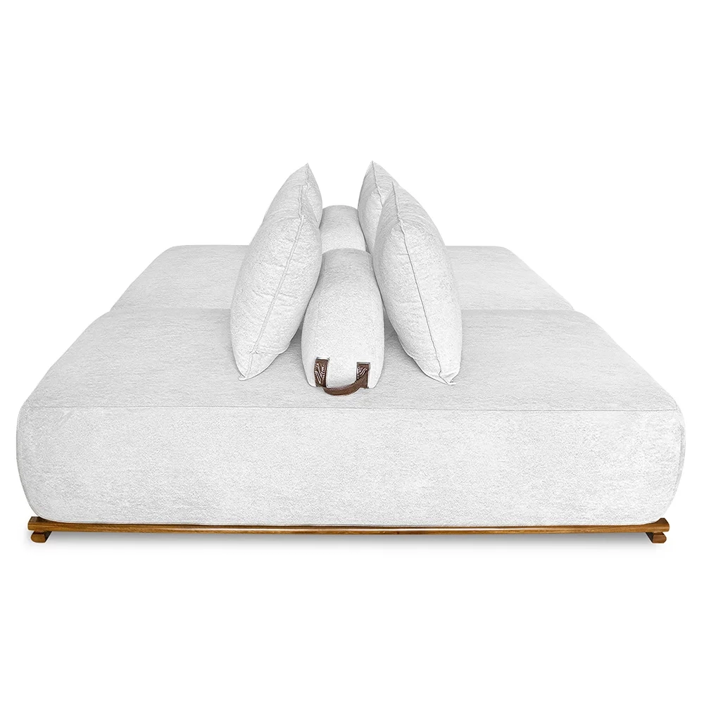 Sofá 6 Lugares Ilha 2 Módulos 220cm Viero S06 Boucle Branco - Mpozenato