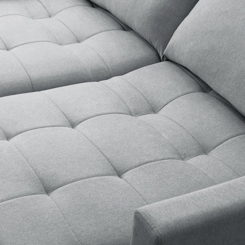 Sofá Cama Casal Retrátil 208cm Carly F05 Linho Cinza - Mpozenato