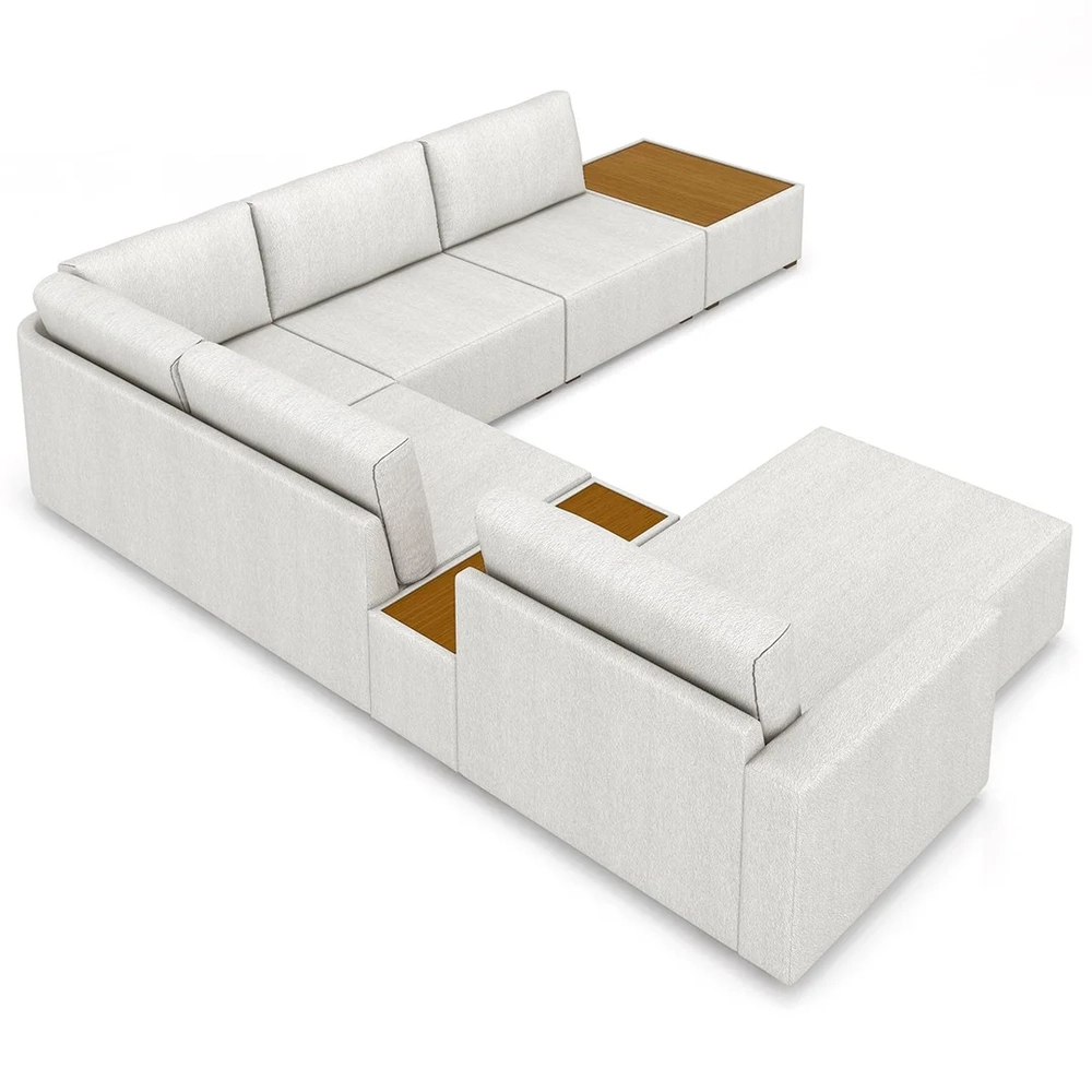 Sofá de Canto Chaise 5 Lugares 347cm Bristol Z32 Linho Cru   - Mpozenato