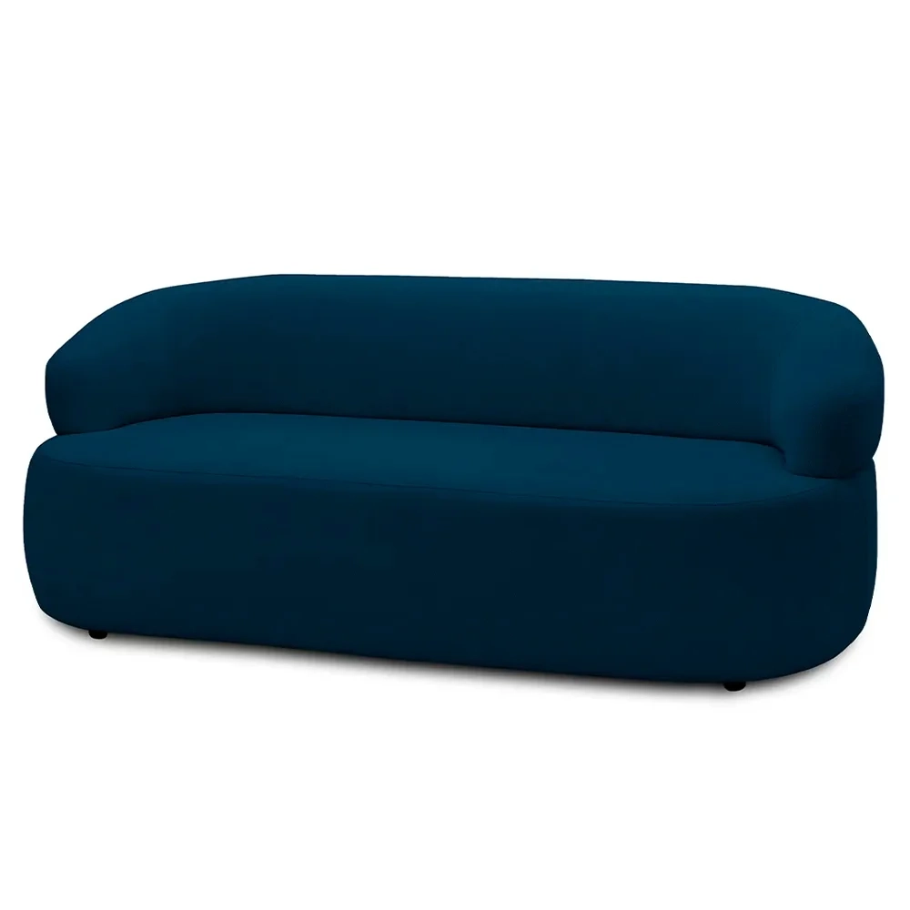 Sofá 3 Lugares Living Orgânico Sala de Estar 170cm Conka F05 Veludo Azul - Mpozenato