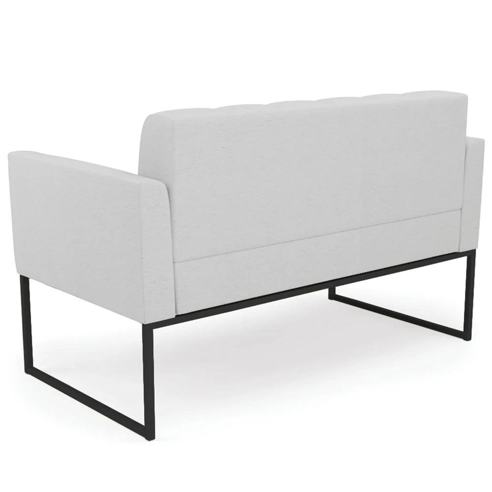 Sofá Namoradeira Base Industrial Preto Ana Linho Cinza - Ibiza