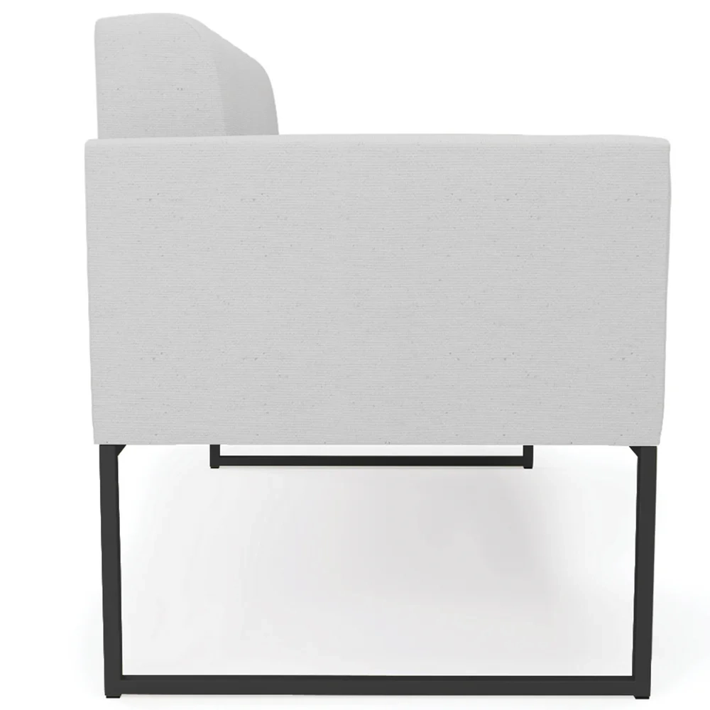 Sofá Namoradeira Base Industrial Preto Ana Linho Cinza - Ibiza