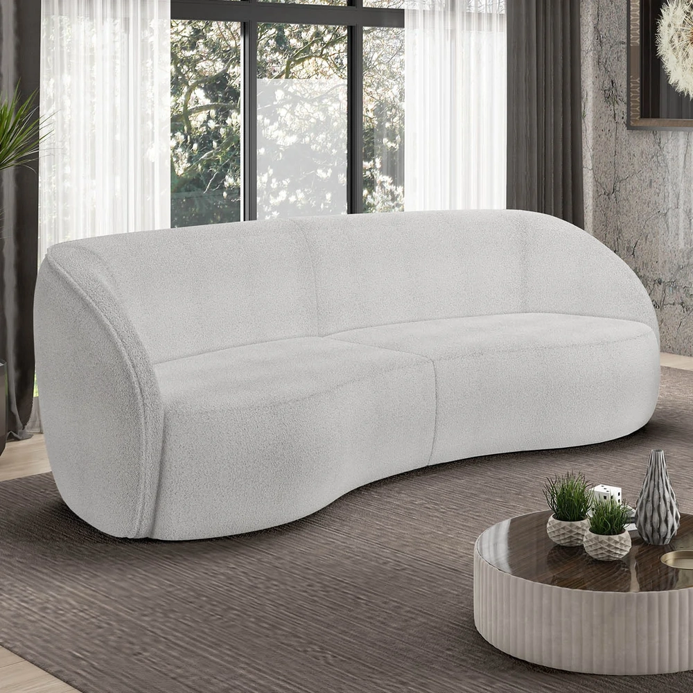 Sofá 3 Lugares 288cm Orgânico Zion Z32 Boucle Branco - Mpozenato