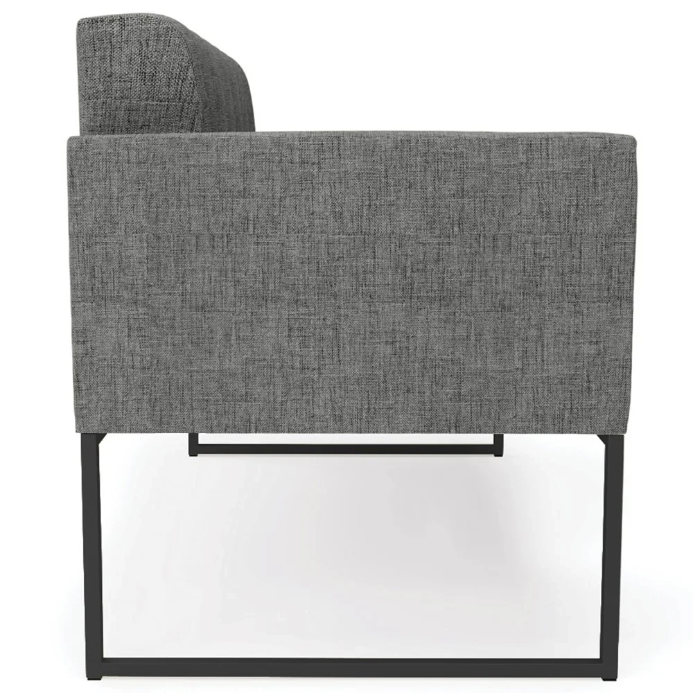 Sofá Namoradeira e 2 Poltronas Base Industrial Preto Ana Linho Grafite - Ibiza