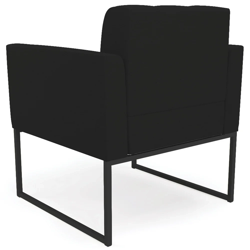 Sofá Namoradeira e 2 Poltronas Base Industrial Preto Ana Linho Preto - Ibiza