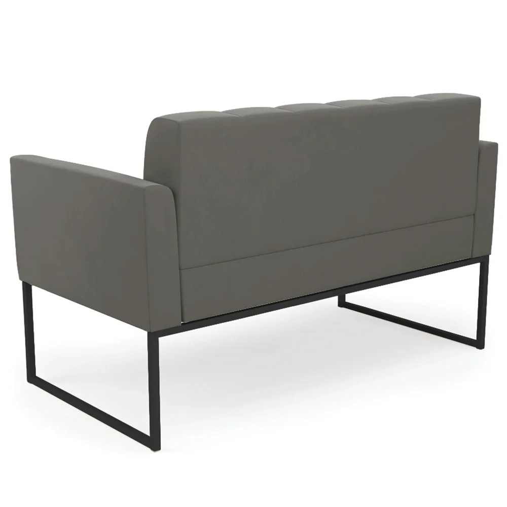 Sofá Namoradeira Base Industrial Preto Ana Suede Grafite - Ibiza