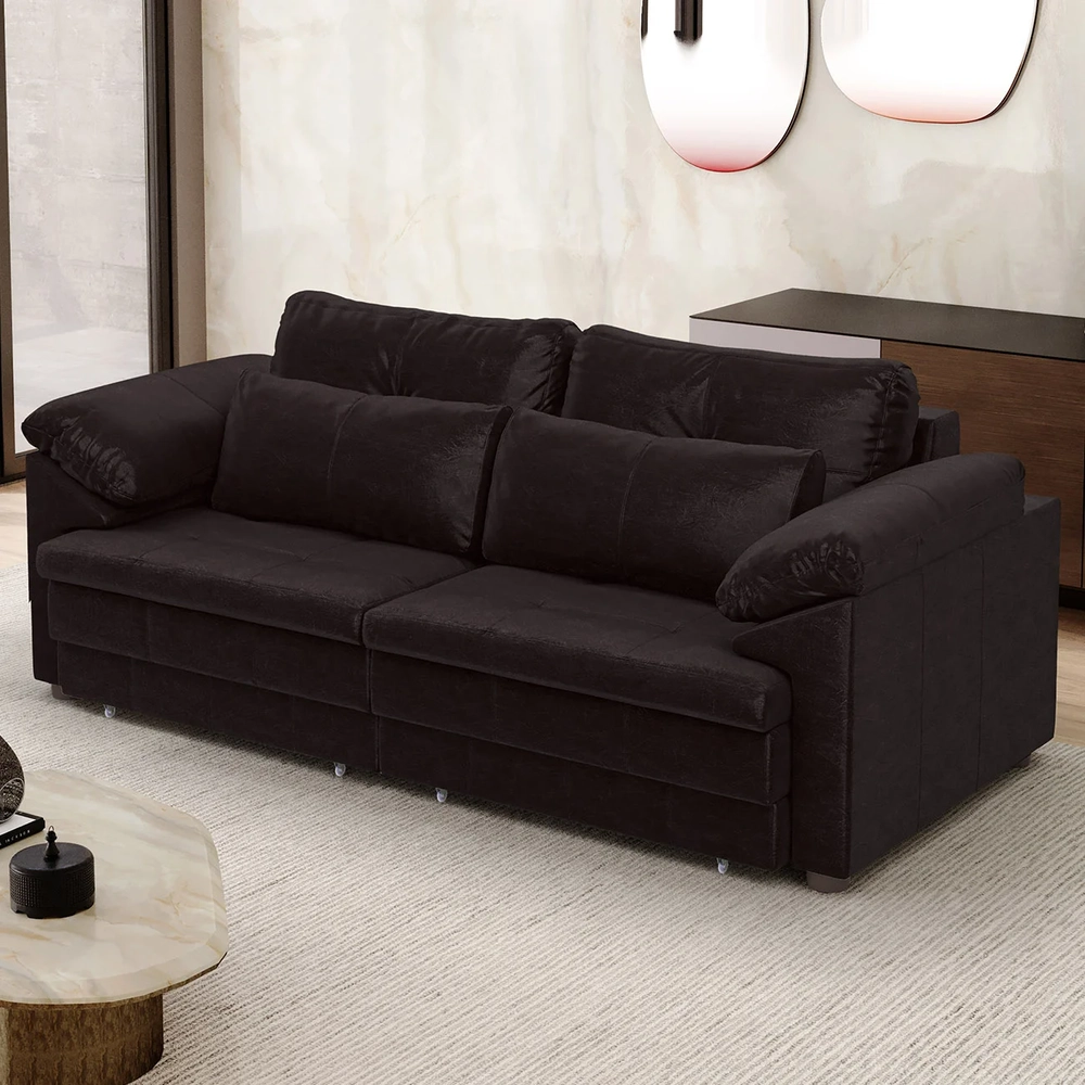 Sofá Retrátil 2 Lugares Para Sala 175cm Dijon Couro Bordô S07 - Mpozenato