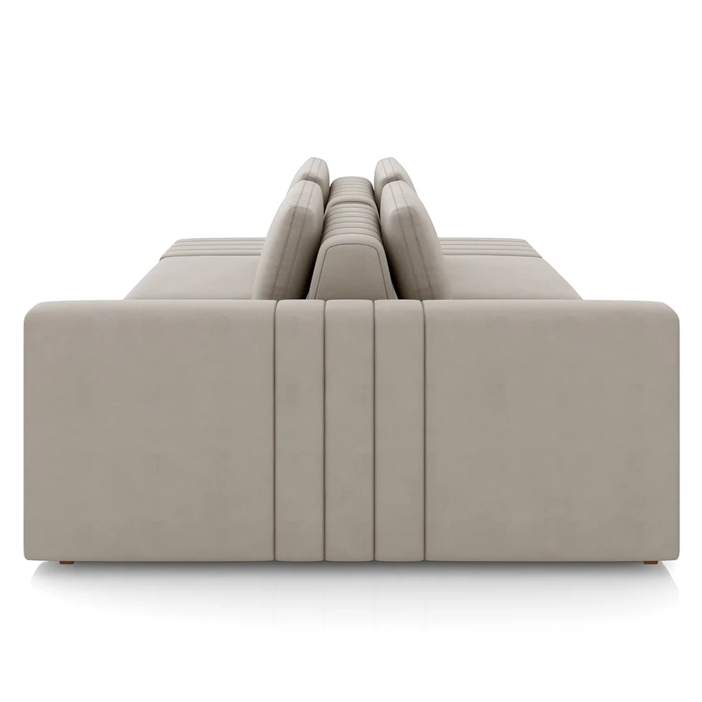 Sofá Ilha e Puff Sala Living 265cm Siesta Z32 Veludo Bege  - Mpozenato