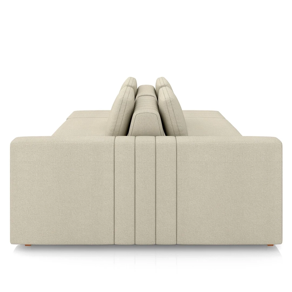 Sofá Ilha e Puff Sala Living 285cm Siesta Z32 Linho Areia    - Mpozenato