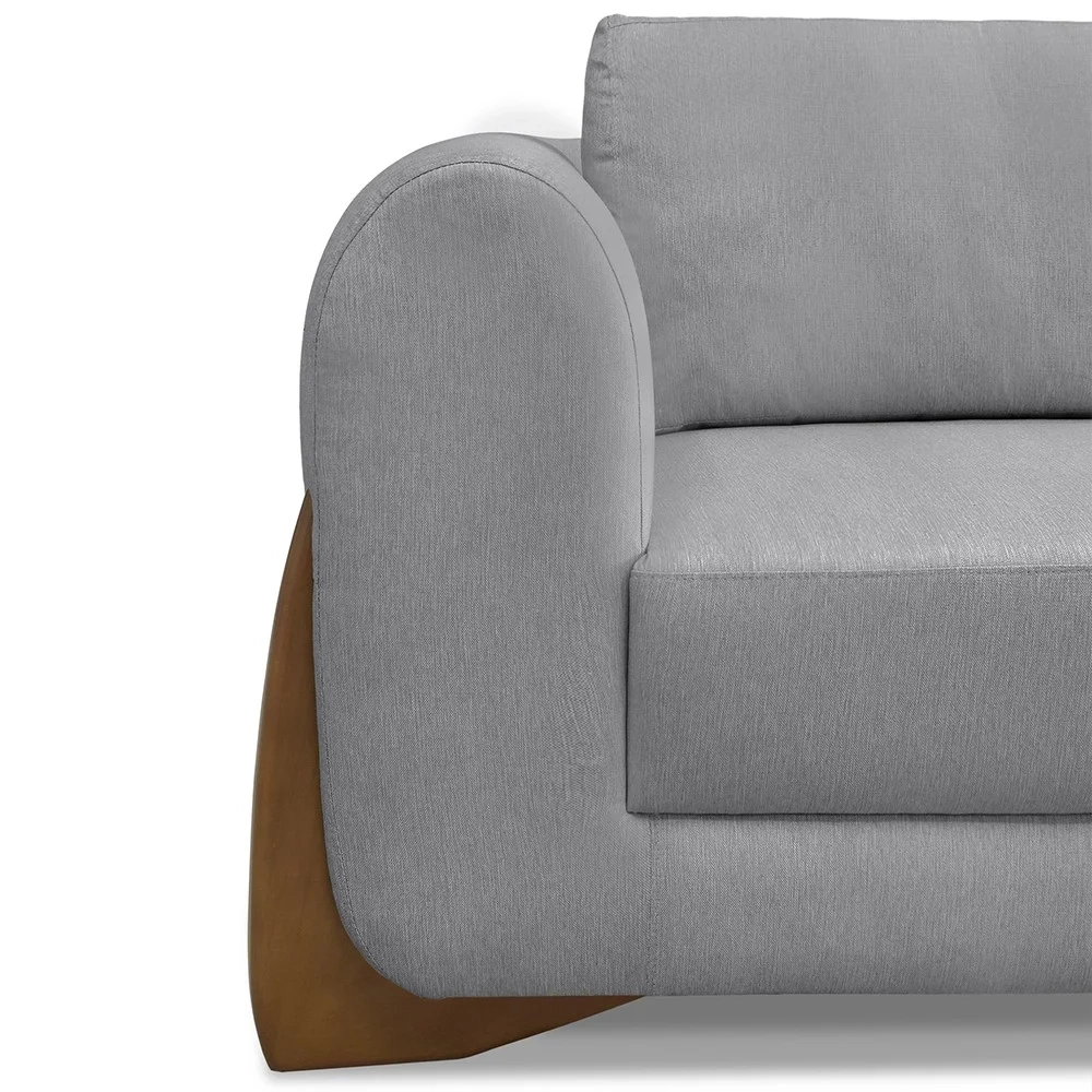 Sofá 2 Lugares Base de Madeira 180cm Izzy S06 Linho Cinza - Mpozenato