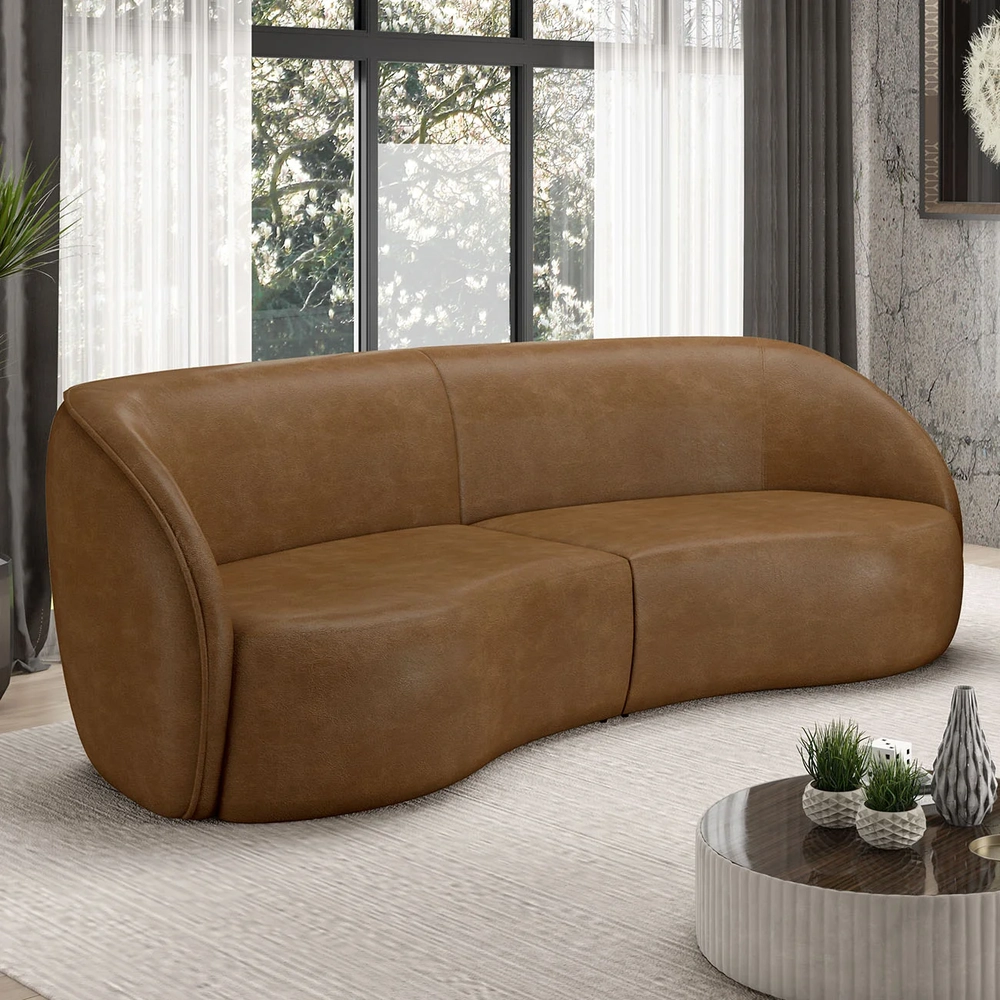 Sofá 4 Lugares 318cm Orgânico Zion Z32 Sintético Caramelo - Mpozenato